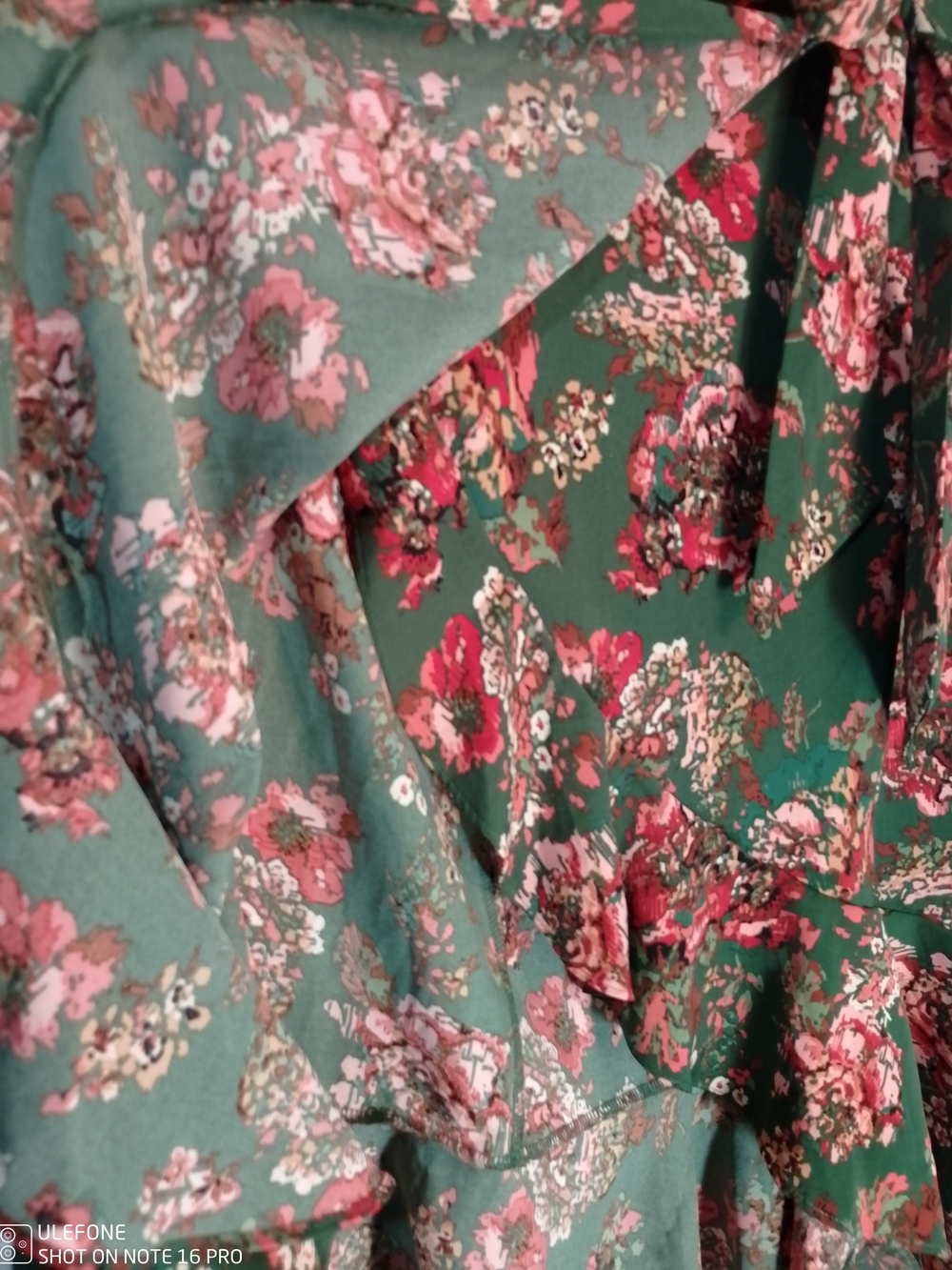 She and Sky Olive Green Floral Wrap Circle Skirt with Tie - Picture 4 of 7